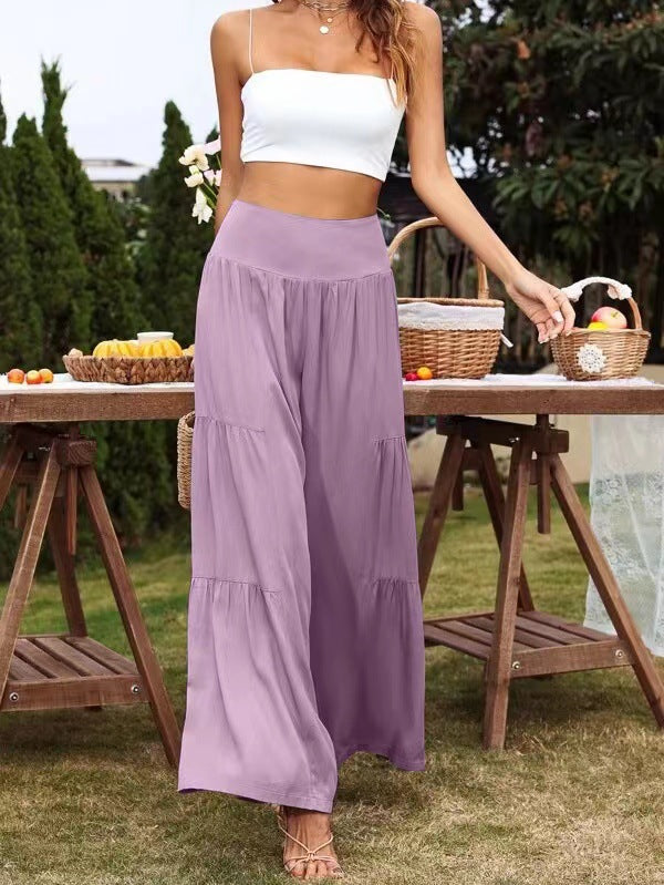 Pantalon d'été ample pour femmes avec taille élastique et coupe fluide Chic und Stil