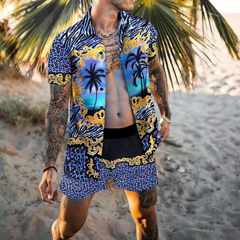 Hommes ensemble de plage à motifs à manches courtes élégant Chic und Stil