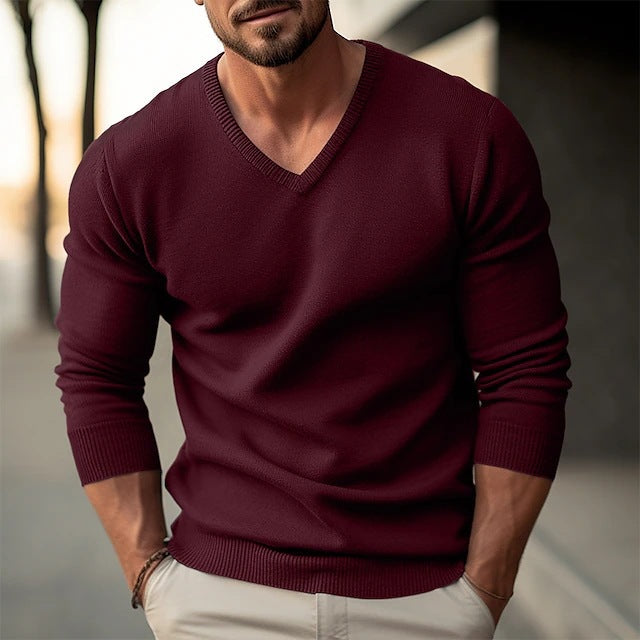 Pull homme élégant à col en V en coton de haute qualité Chic und Stil