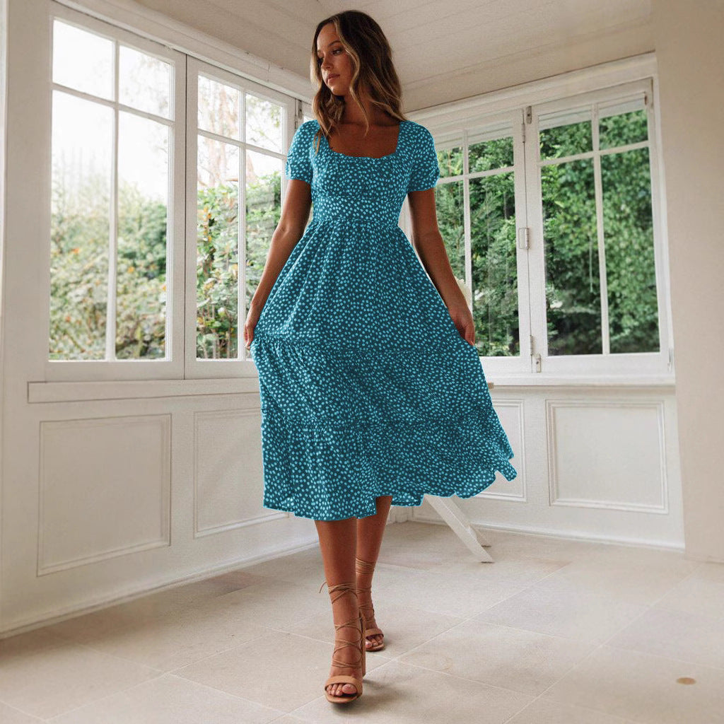Robe midi à fleurs à volants pour femme Chic und Stil