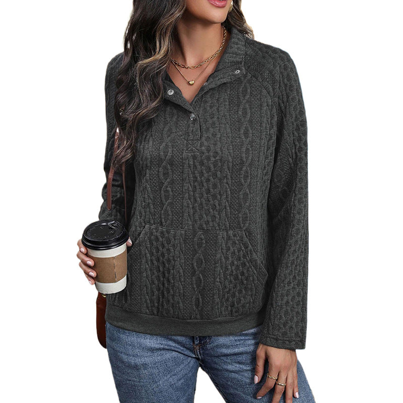 Pull décontracté pour femmes avec patte de boutonnage et poches pratiques Chic und Stil