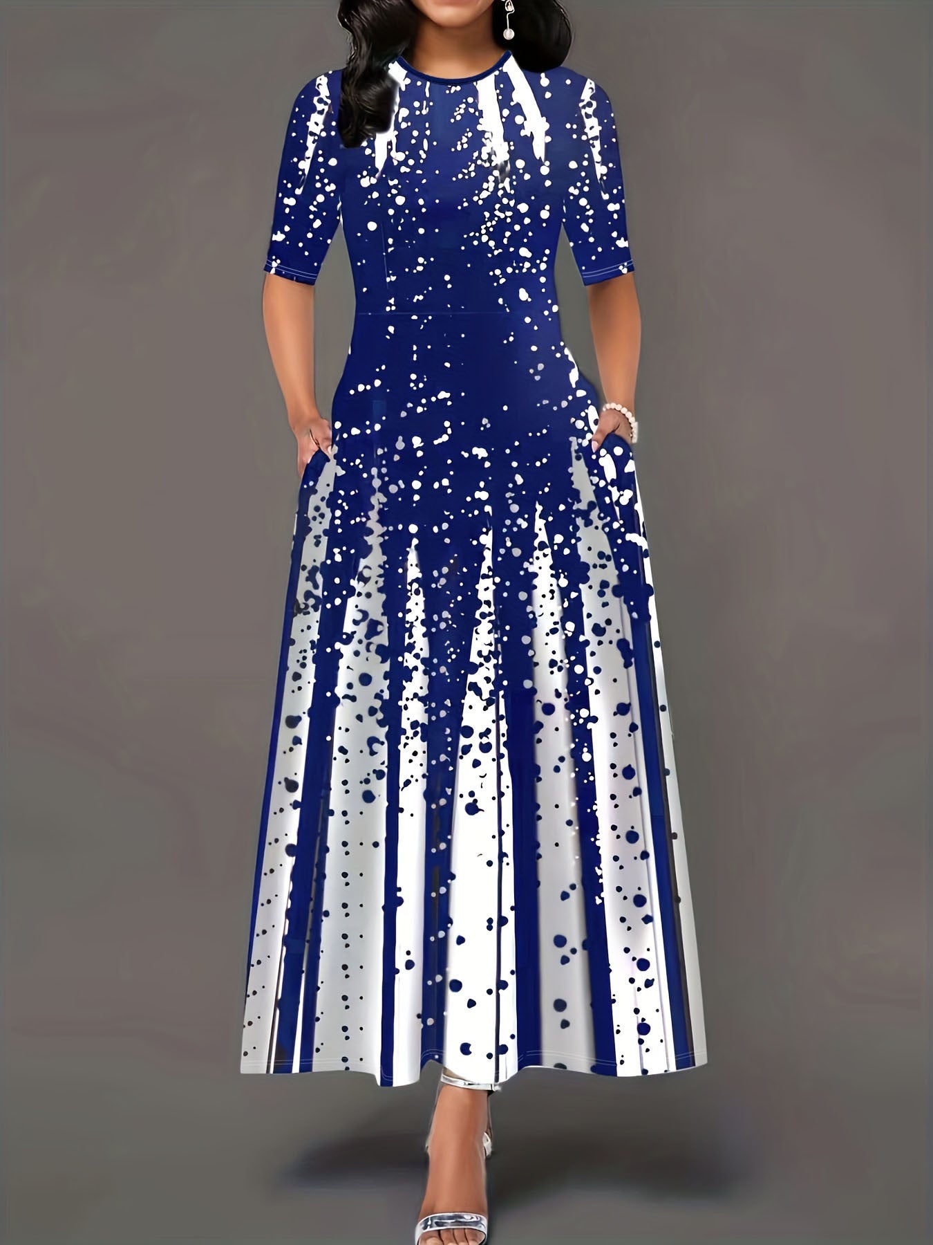 Robe maxi femme avec motif éclaboussure créatif Chic und Stil