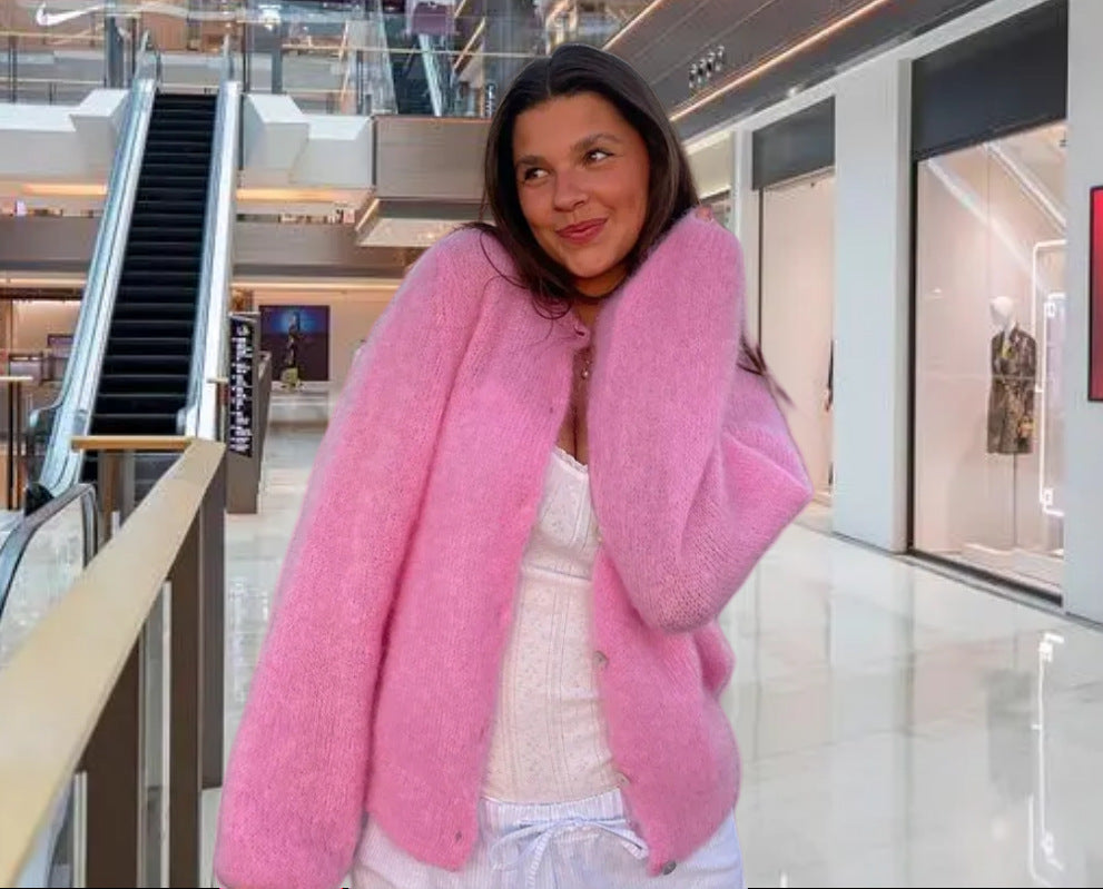 Dames Pull-over en tricot confortable avec coupe oversize et détails de boutons Chic und Stil