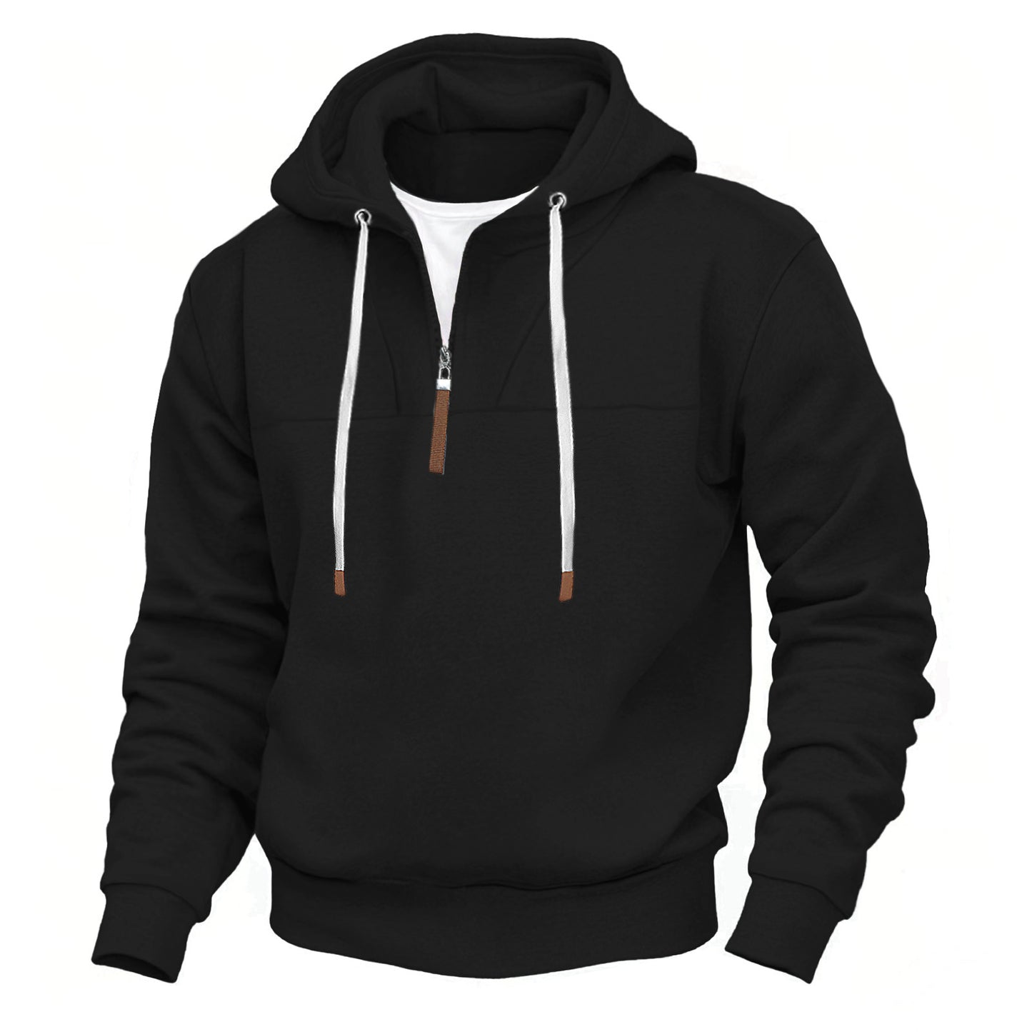 Hommes pull à capuche tendance avec col montant et fermeture éclair Chic und Stil