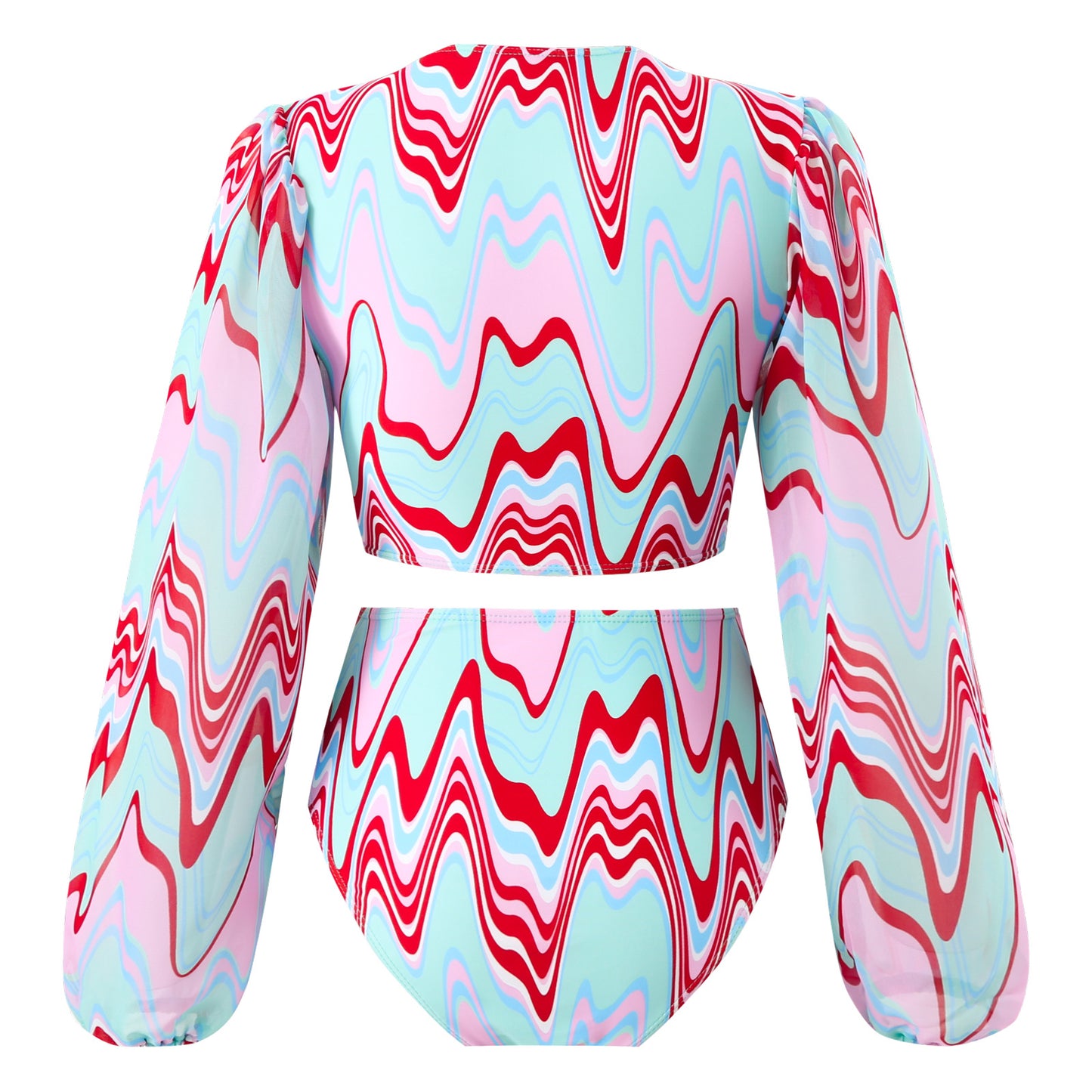 Maillot de bain pour femmes avec décolleté en V élégant et manches fluides Chic und Stil
