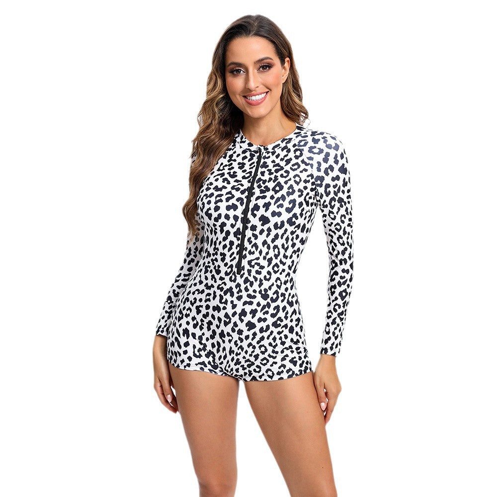 Maillot de bain femme une pièce avec un motif léopard à la mode et fermeture éclair pratique Chic und Stil