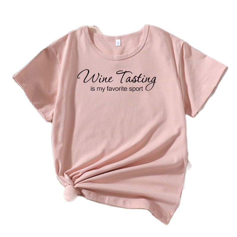 T-shirt de loisirs pour femmes Chic und Stil Vin Dégustation