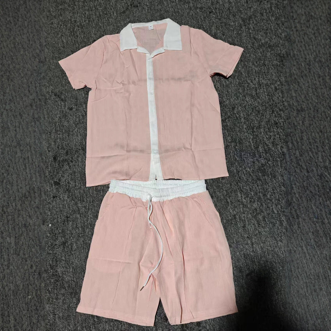 Chemise de loisirs pour hommes avec patte de boutonnage et ensemble de shorts Chic und Stil