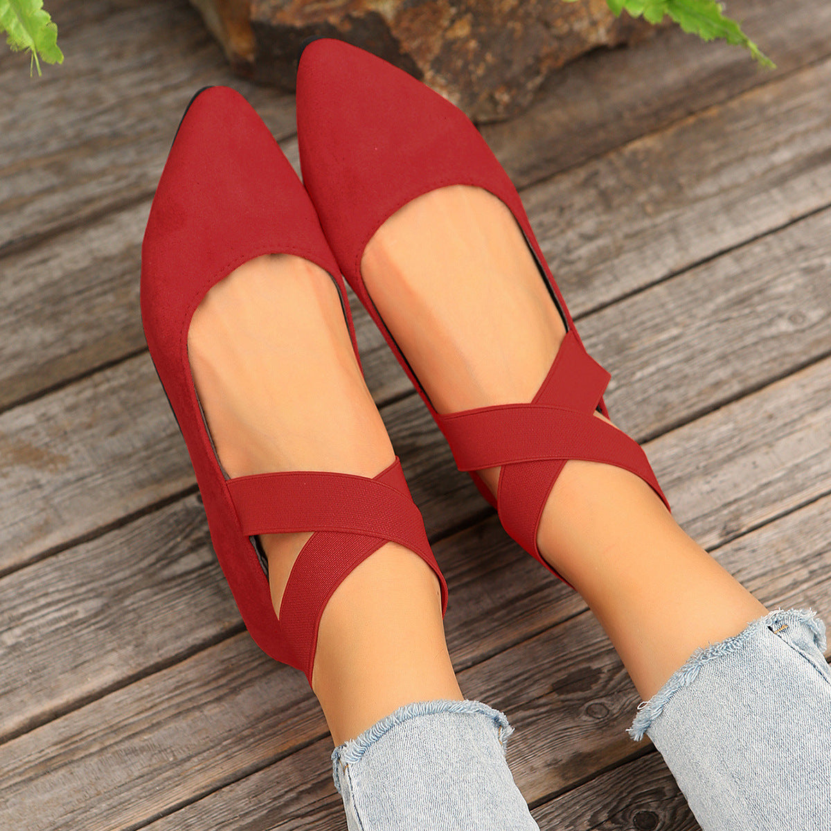 Ballerines plates en velours pour femmes Chic und Stil
