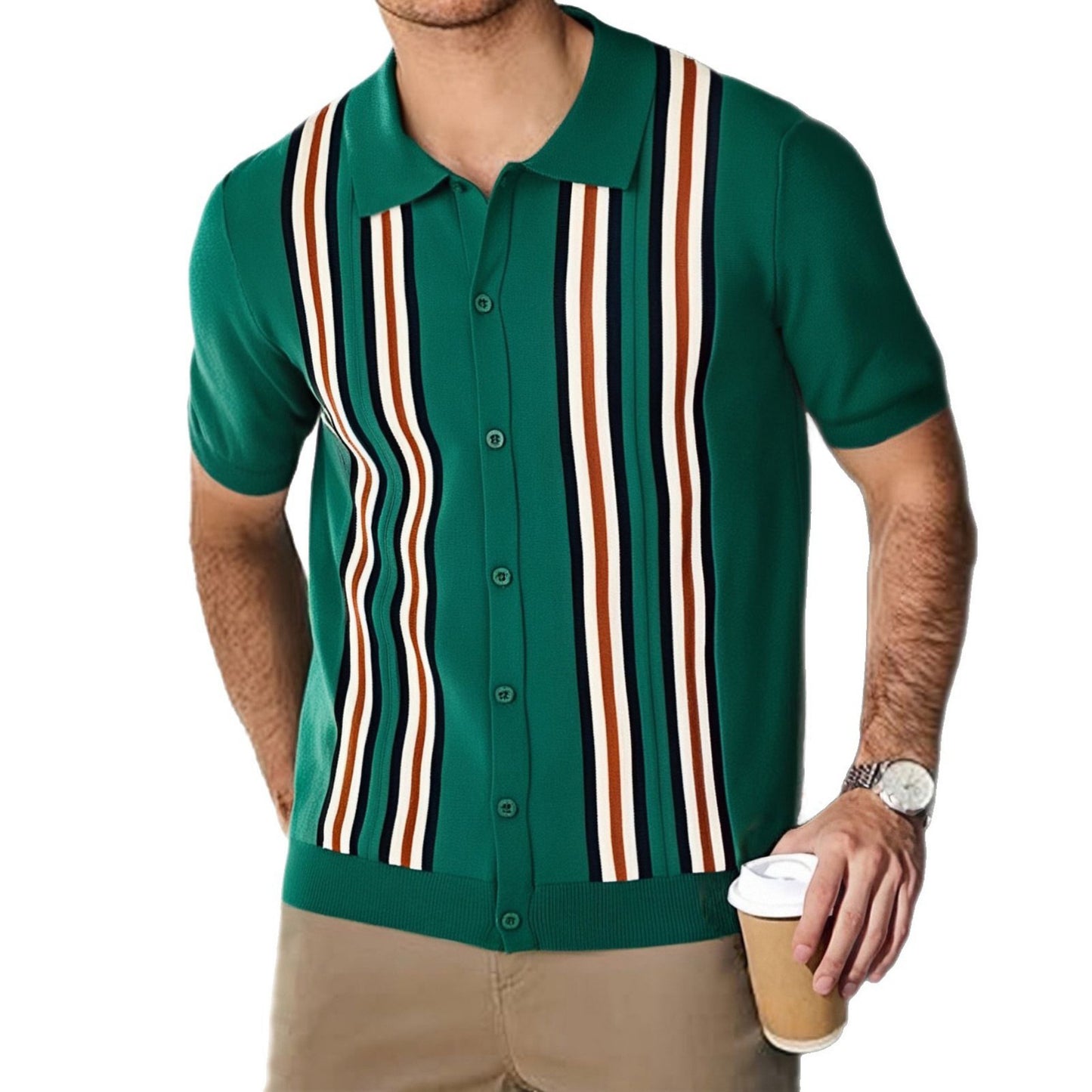 Chemise à manches courtes à la mode pour hommes avec rayures Chic und Stil