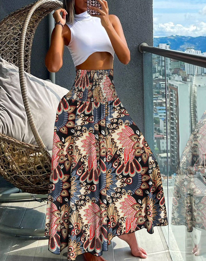 Jupe maxi boho pour femme avec taille élastique Chic und Stil