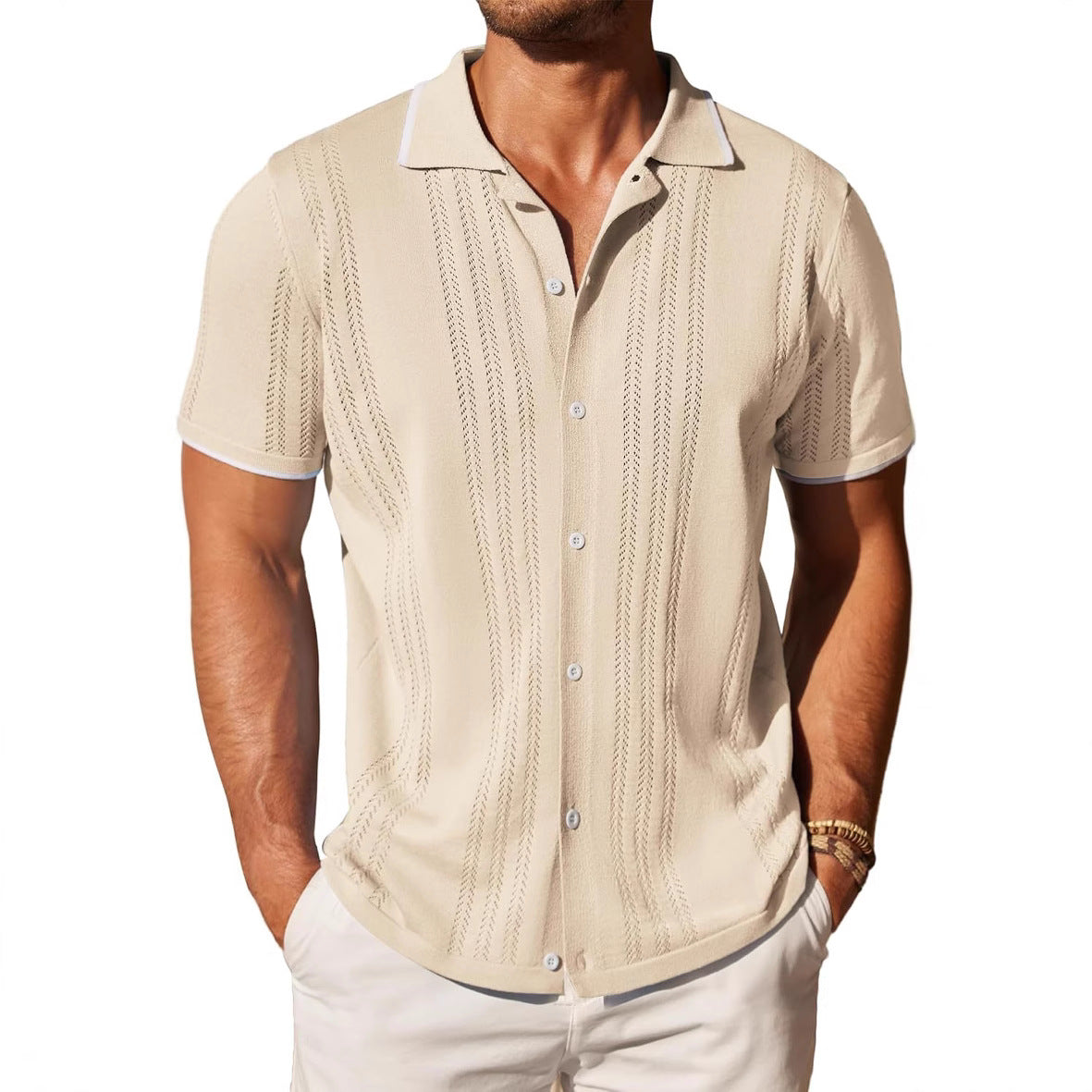Chemise à manches courtes pour hommes avec motif texturé Chic und Stil