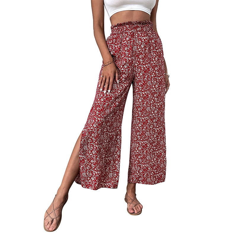Women Wide Leg Pants Floral Print Chic and Style