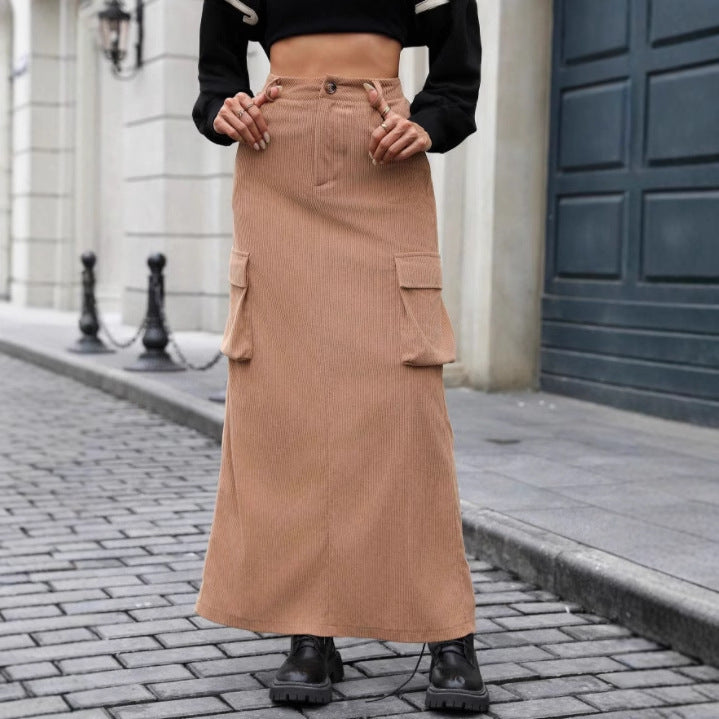 Jupe maxi femme avec poches cargo pratiques et détails de boutons Chic und Stil