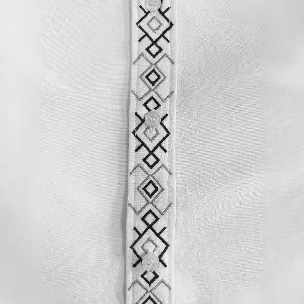 Chemise élégante à manches longues pour hommes avec col exclusif brodé Chic und Stil