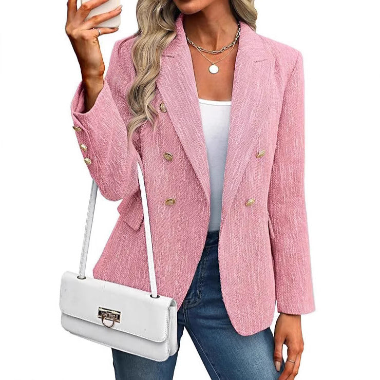 Blazer en tweed pour femmes avec double rangée de boutons Chic und Stil