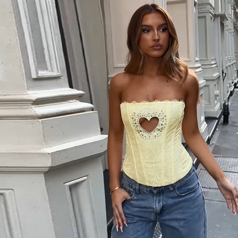 Haut corset sans bretelles en dentelle pour femme Chic und Stil