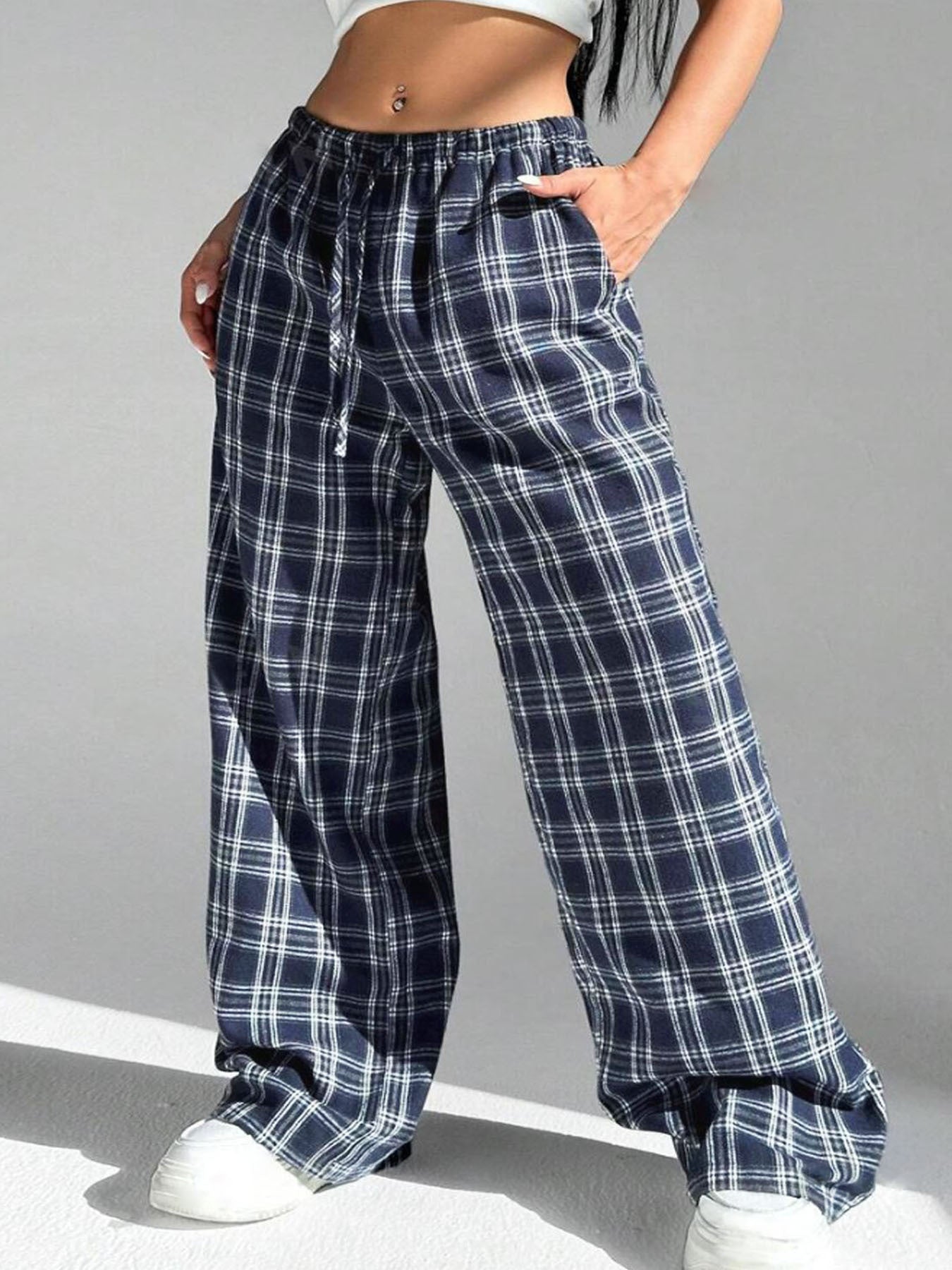Pantalon de détente à carreaux décontracté femme Chic und Stil