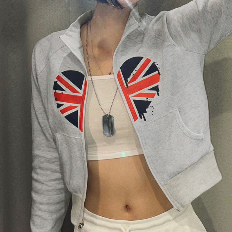 Veste à capuche pour femmes avec design créatif et impression tendance Union Jack Chic und Stil