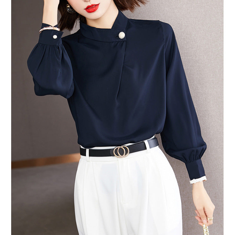 Blouse à col mandarin pour femmes Boutonnée Chic und Stil