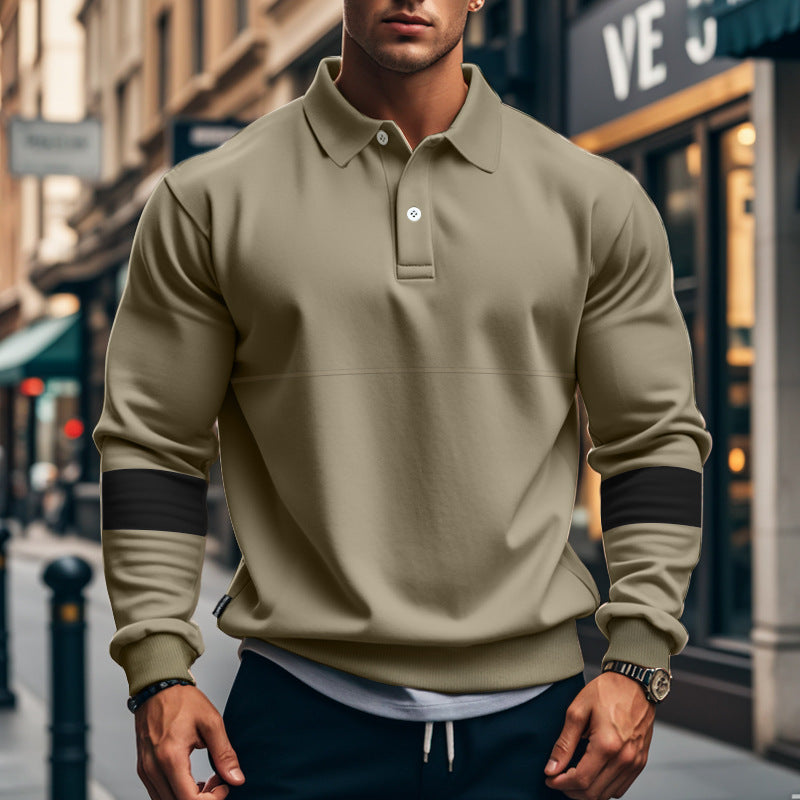 Hommes Polo-Hoodie sportif avec manches contrastées Chic und Stil