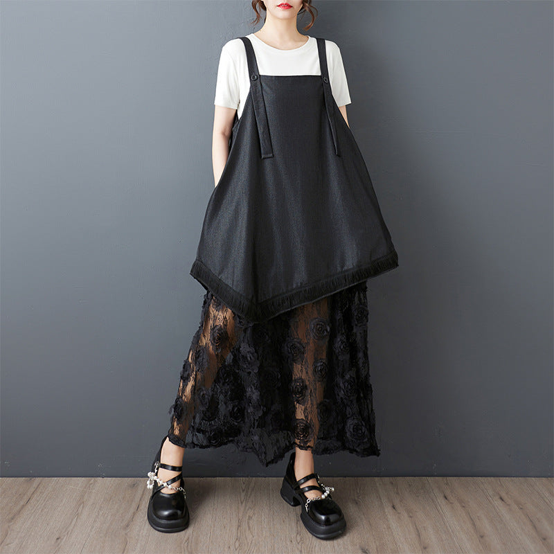 Robe tablier grande taille pour femmes avec superposition florale Chic und Stil