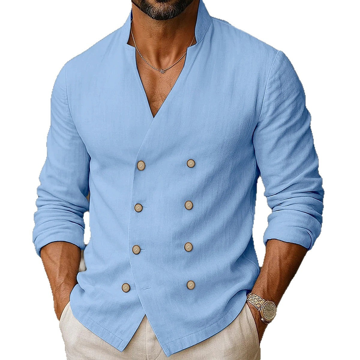 Chemise mode pour hommes avec double rangée de boutons Chic und Stil