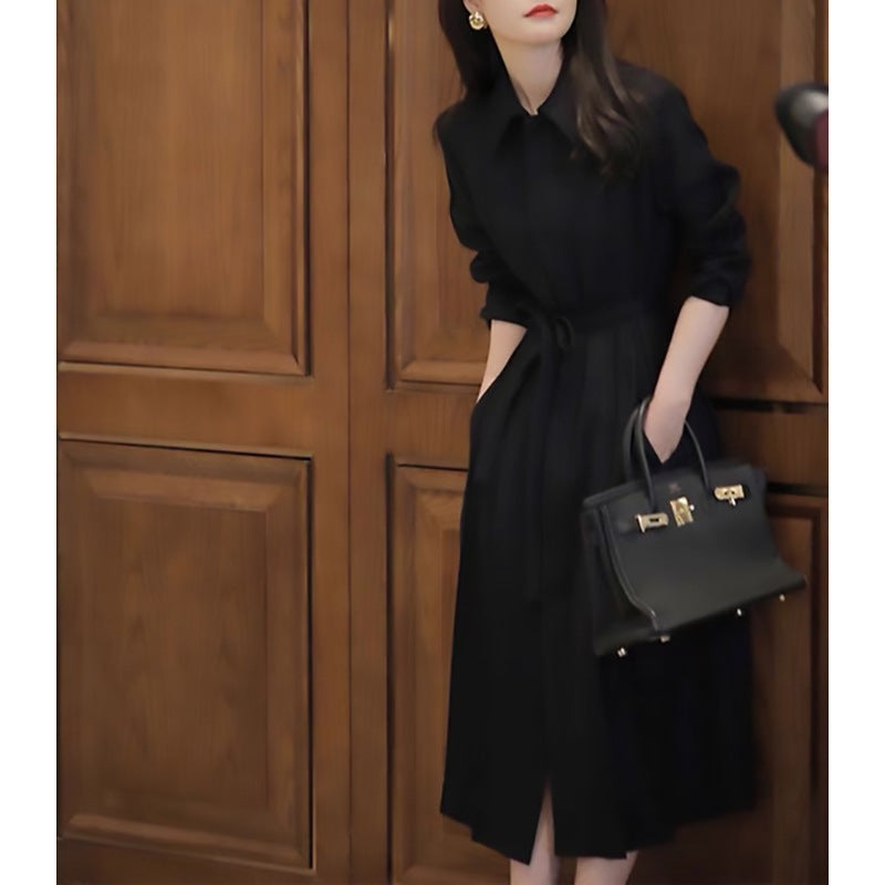 Robe chemise à manches longues ceinturée pour femmes Chic und Stil