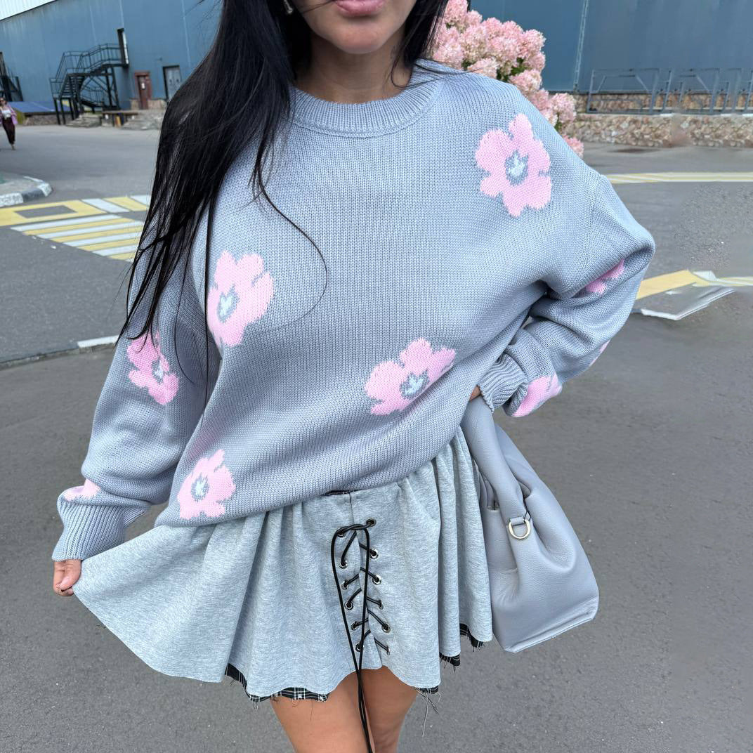 Pull en tricot pour femmes avec motif floral et coupe décontractée Chic und Stil