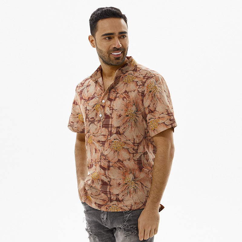 Chemise à manches courtes pour hommes avec motif floral et coupe moderne Chic und Stil