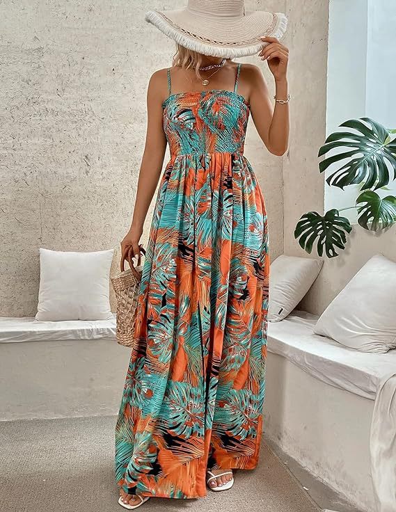 Robe maxi femme avec bretelles spaghetti ajustables Chic und Stil