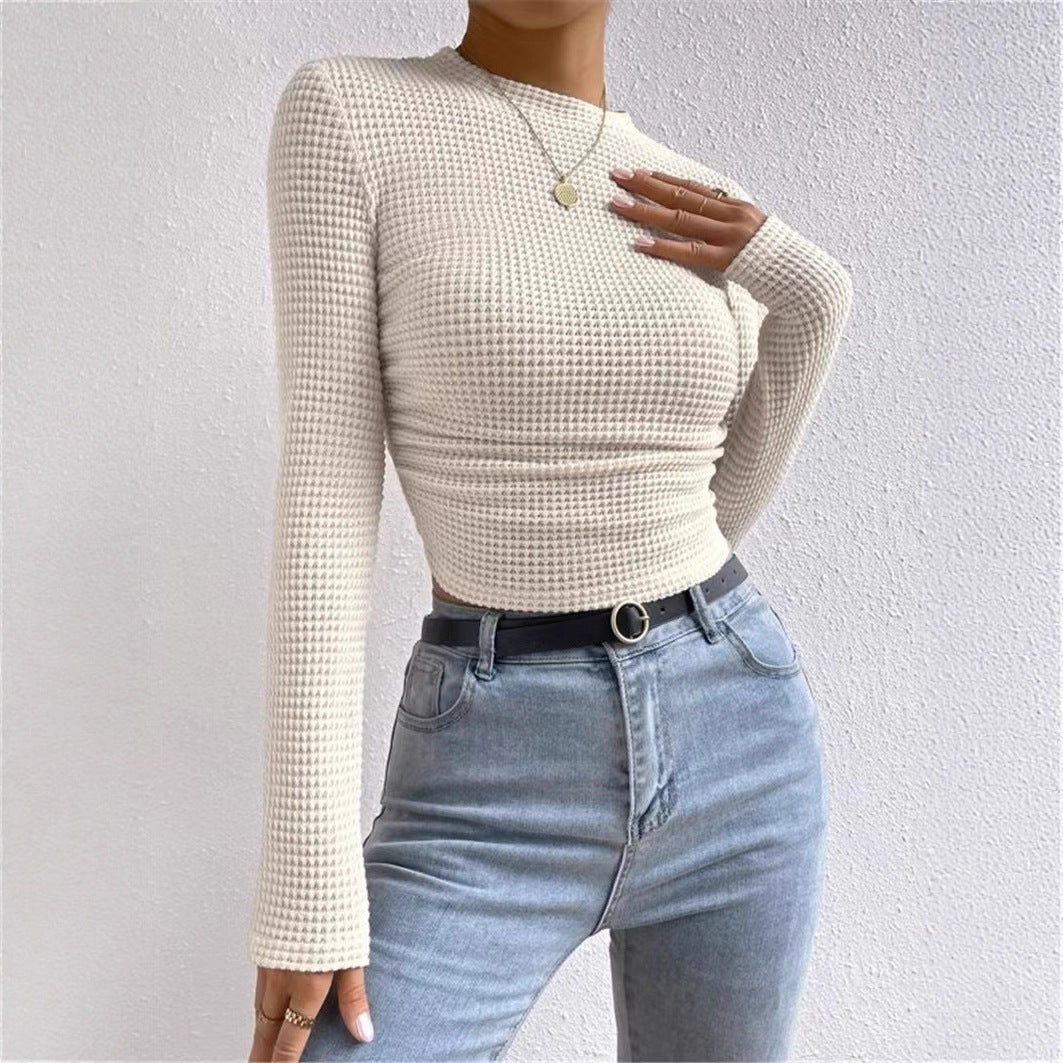 Chemise à manches longues pour femmes en tissu gaufré texturé Chic und Stil