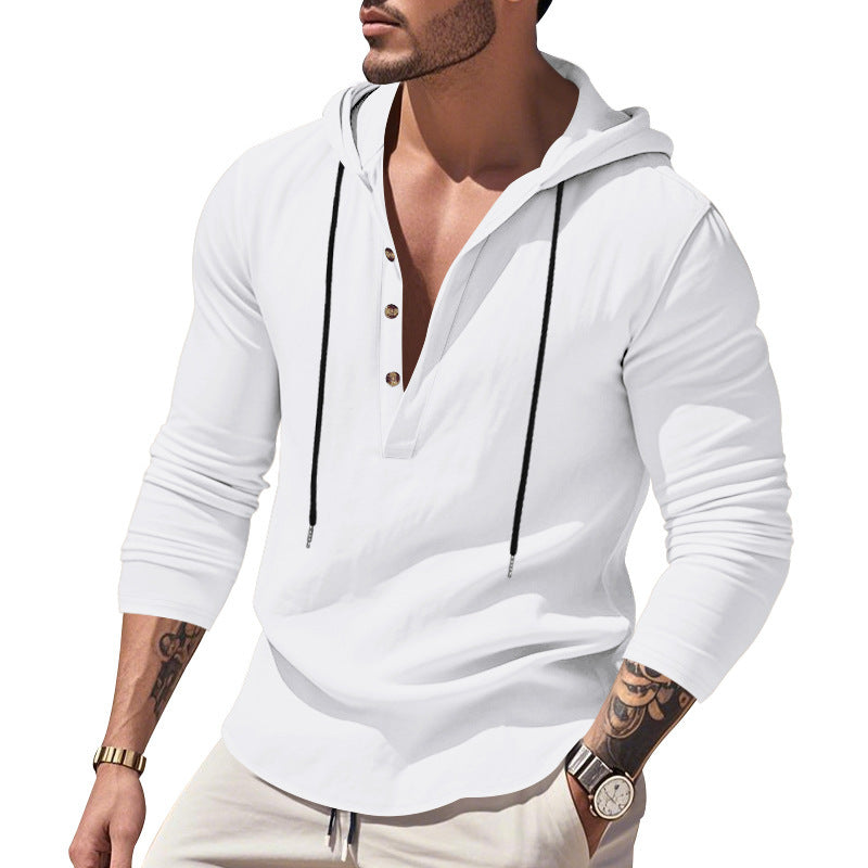 Hommes sweat à capuche décontracté avec col boutonné moderne Chic und Stil
