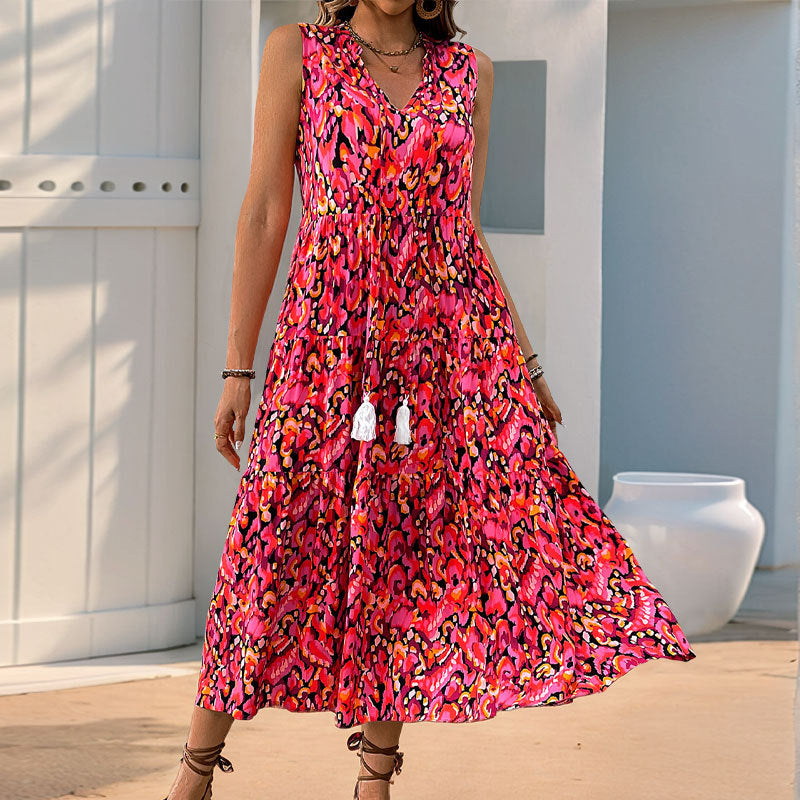 Femme Bohème Superposition Maxi Robe avec des Franges Décoratives Chic und Stil