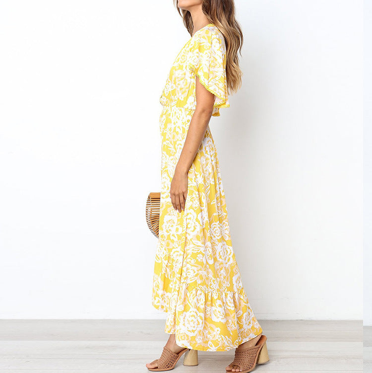 Robe maxi à imprimé floral pour femmes avec ourlet volants Chic und Stil