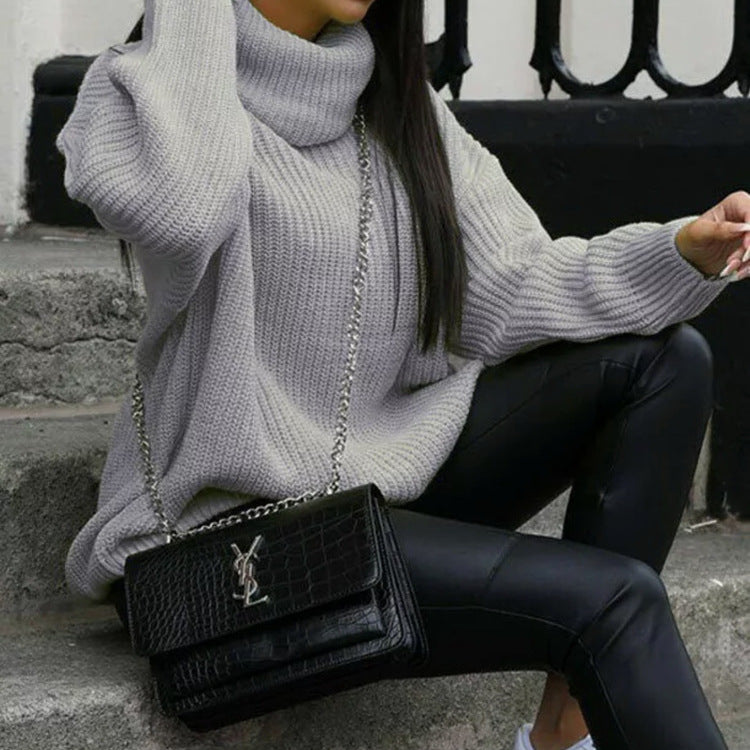 Pull en gros tricot pour femmes avec col haut et coupe décontractée Chic und Stil