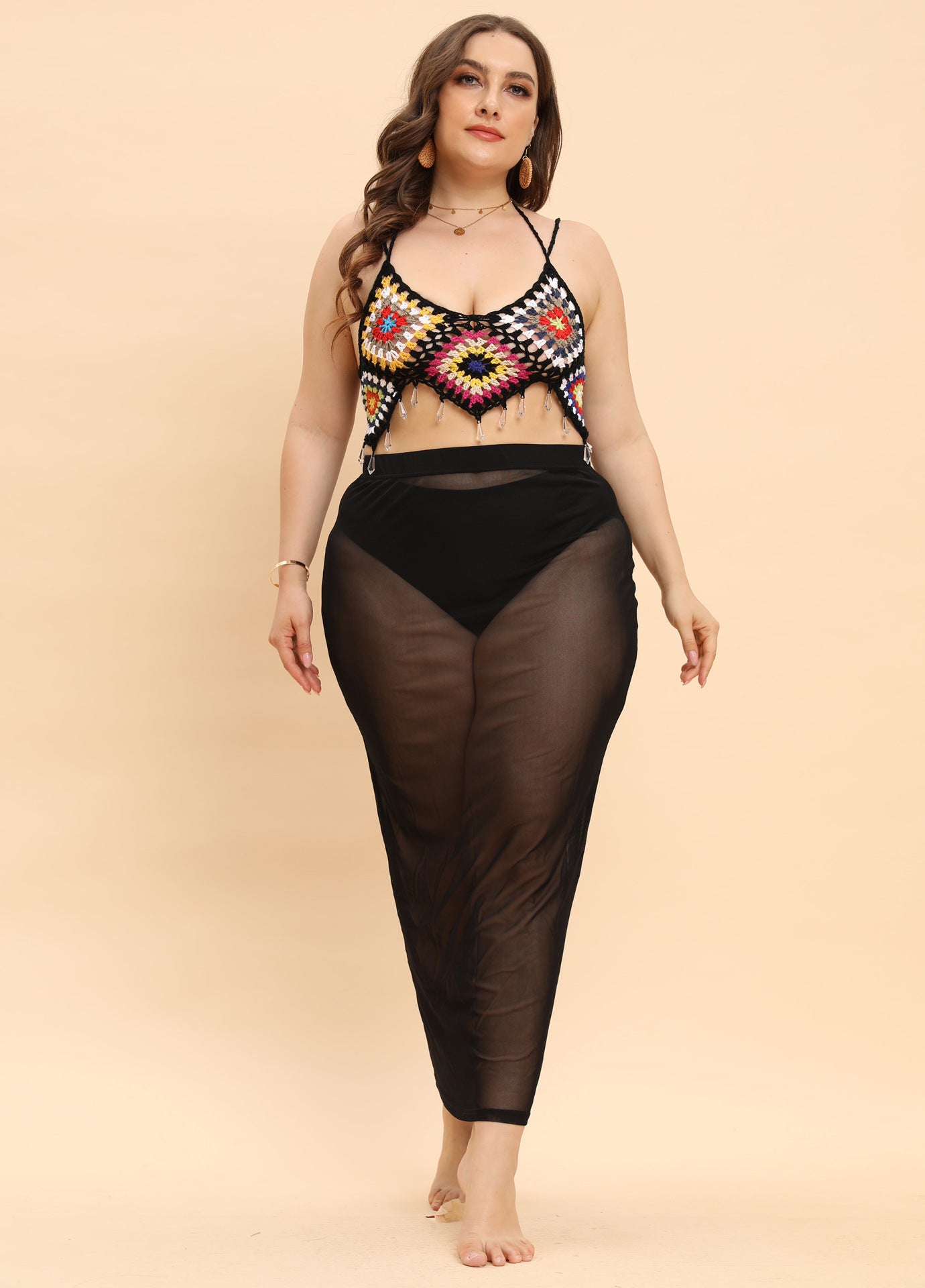Bralette au crochet pour femmes avec des accents de perles colorées Chic und Stil