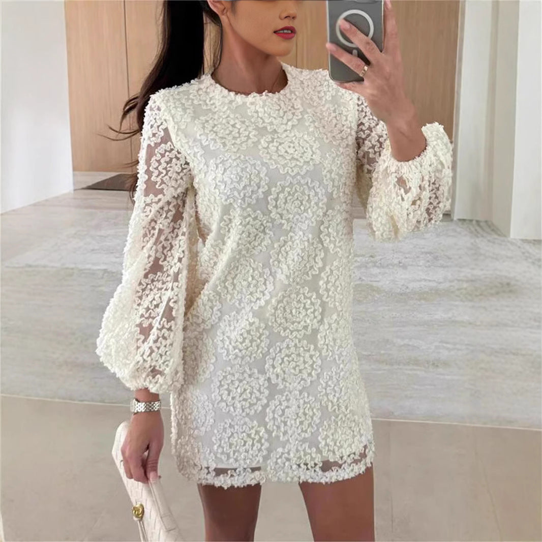 Robe mini en dentelle florale transparente pour femmes Chic und Stil