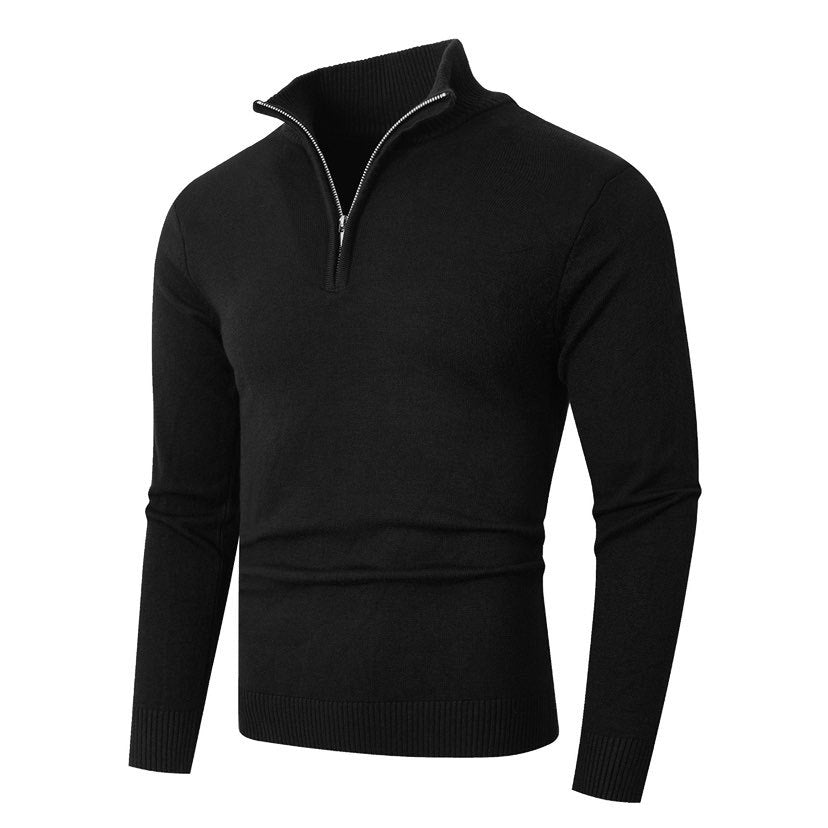 Pull homme avec zip demi-façon moderne et fine structure côtelée Chic und Stil