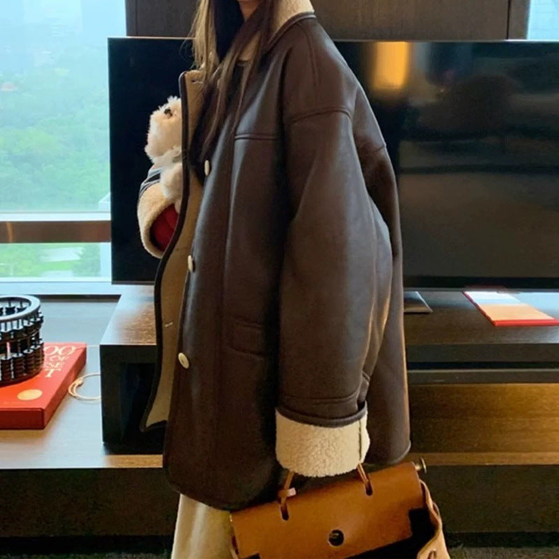 Veste en simili cuir surdimensionnée pour femmes Chic und Stil
