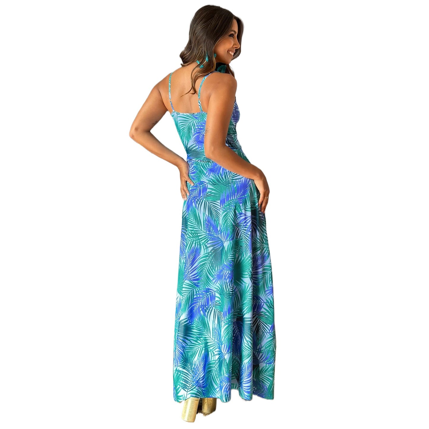 Robe Maxi à Fleurs Dos Nu Chic und Stil