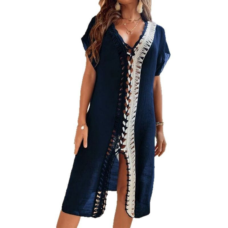 Dames Élégante robe de plage avec superposition en dentelle Chic und Stil