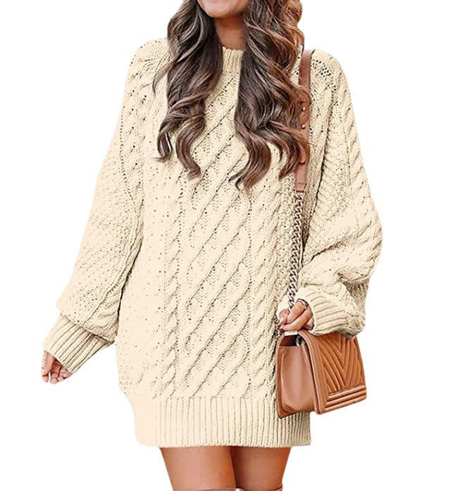 Pull en tricot épais pour femmes avec des manches volumineuses et un motif torsadé décoratif Chic und Stil