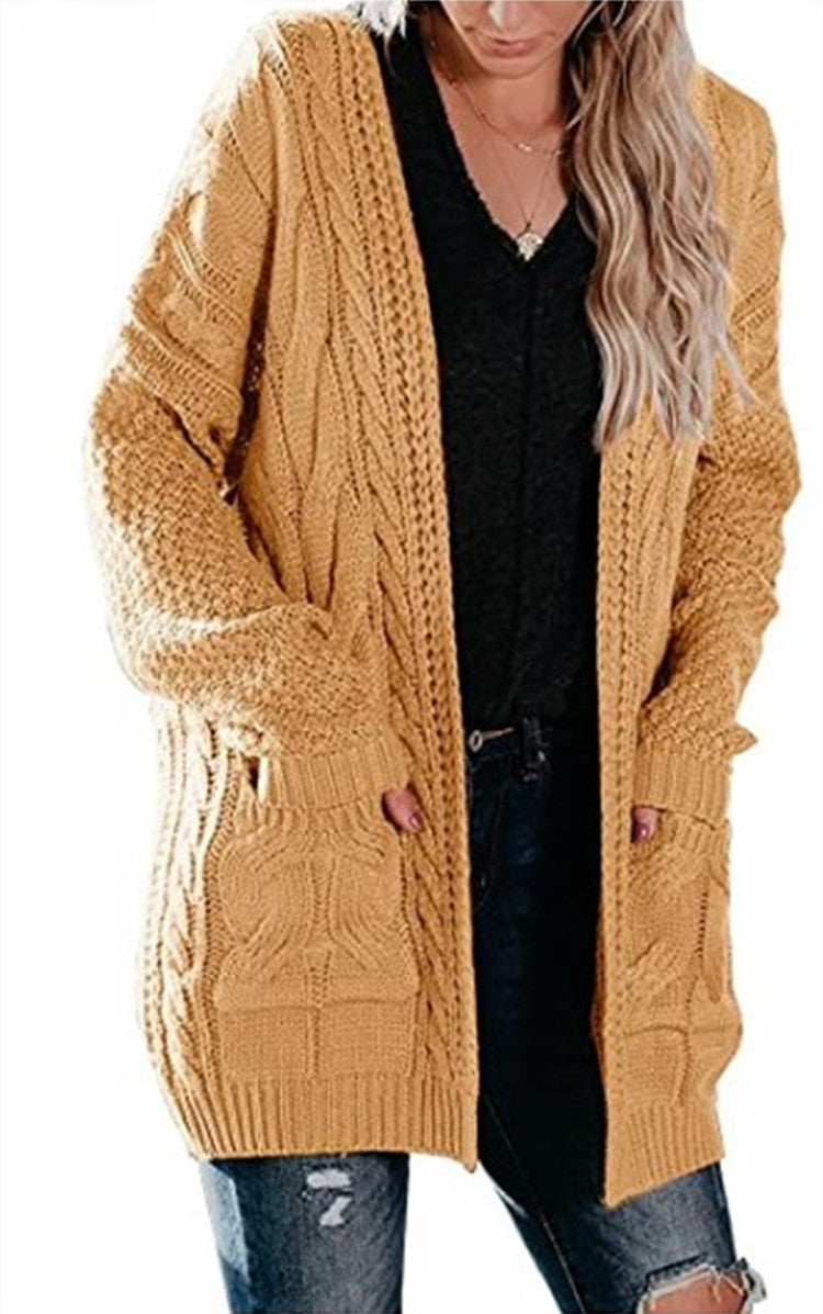 Dames grosse tricot cardigan avec une structure en torsades frappante et des poches pratiques Chic und Stil