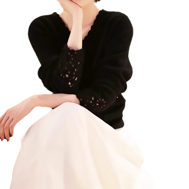 Pull élégant pour femme avec manches en crochet Chic und Stil