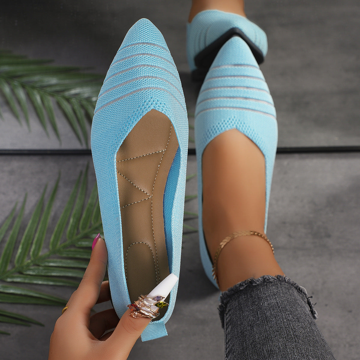 Dames ballerines en tricot à rayures Chic und Stil