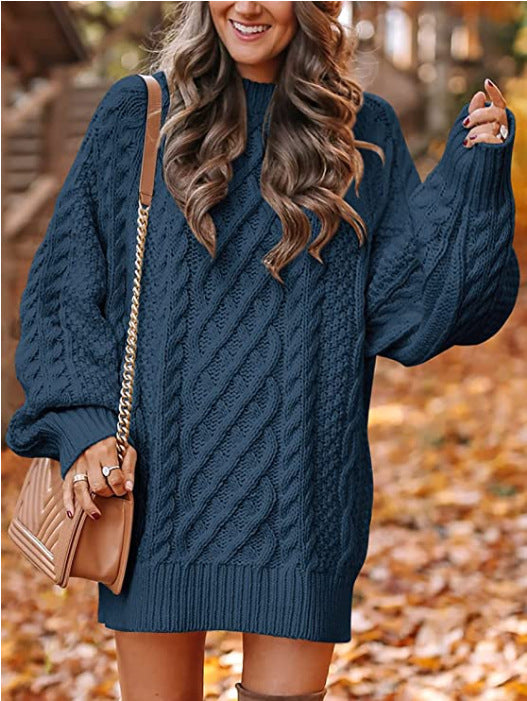 Pull en tricot épais pour femmes avec des manches volumineuses et un motif torsadé décoratif Chic und Stil