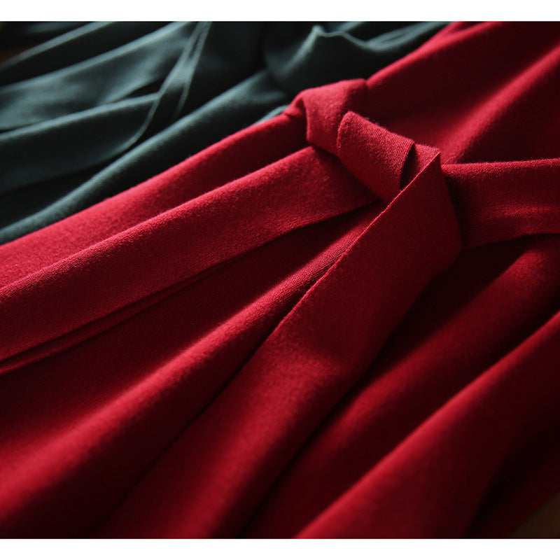Robe midi élégante à manches longues pour femmes avec ceinture Chic und Stil