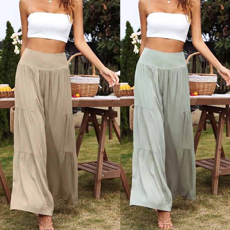 Pantalon d'été ample pour femmes avec taille élastique et coupe fluide Chic und Stil
