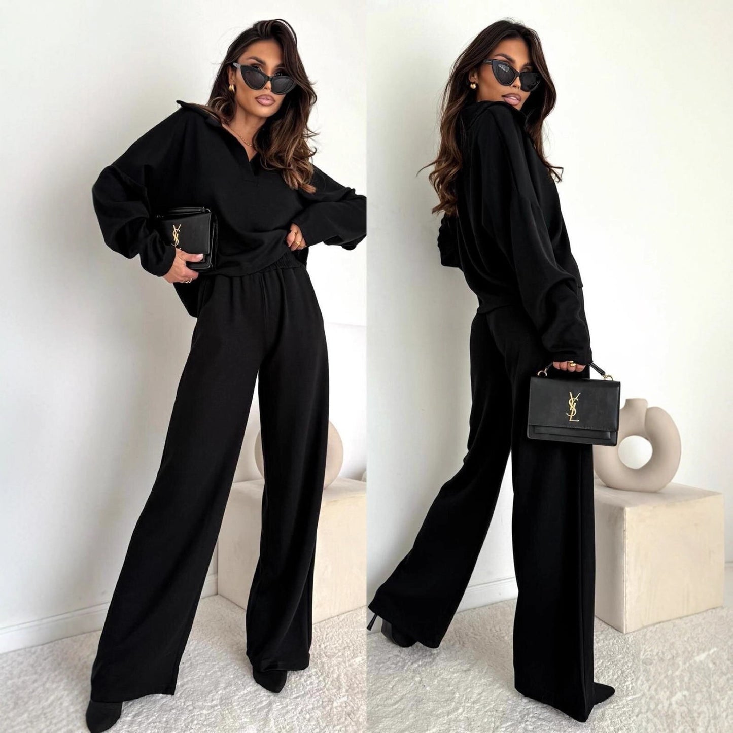 Robe-pantalon polo décontractée pour femmes avec col montant et coupe ample Chic und Stil
